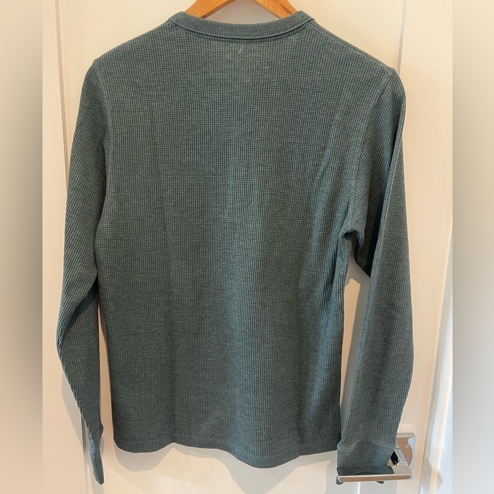 Rhone Sweatshirt Men's Small Green Waffle Knit Thermal Button Crew Neck Pullover - Picture 10 of 11